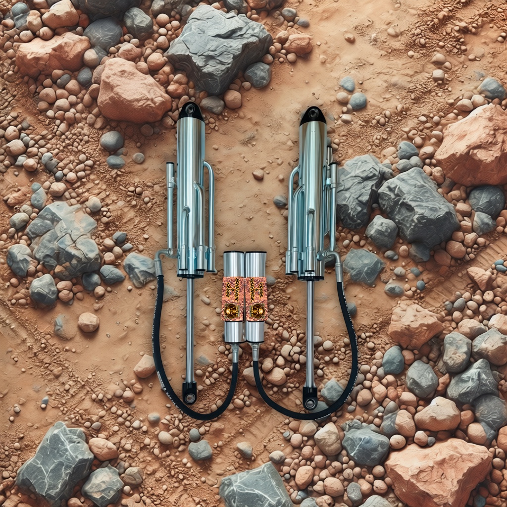 Pair of bypass shocks with external reservoirs