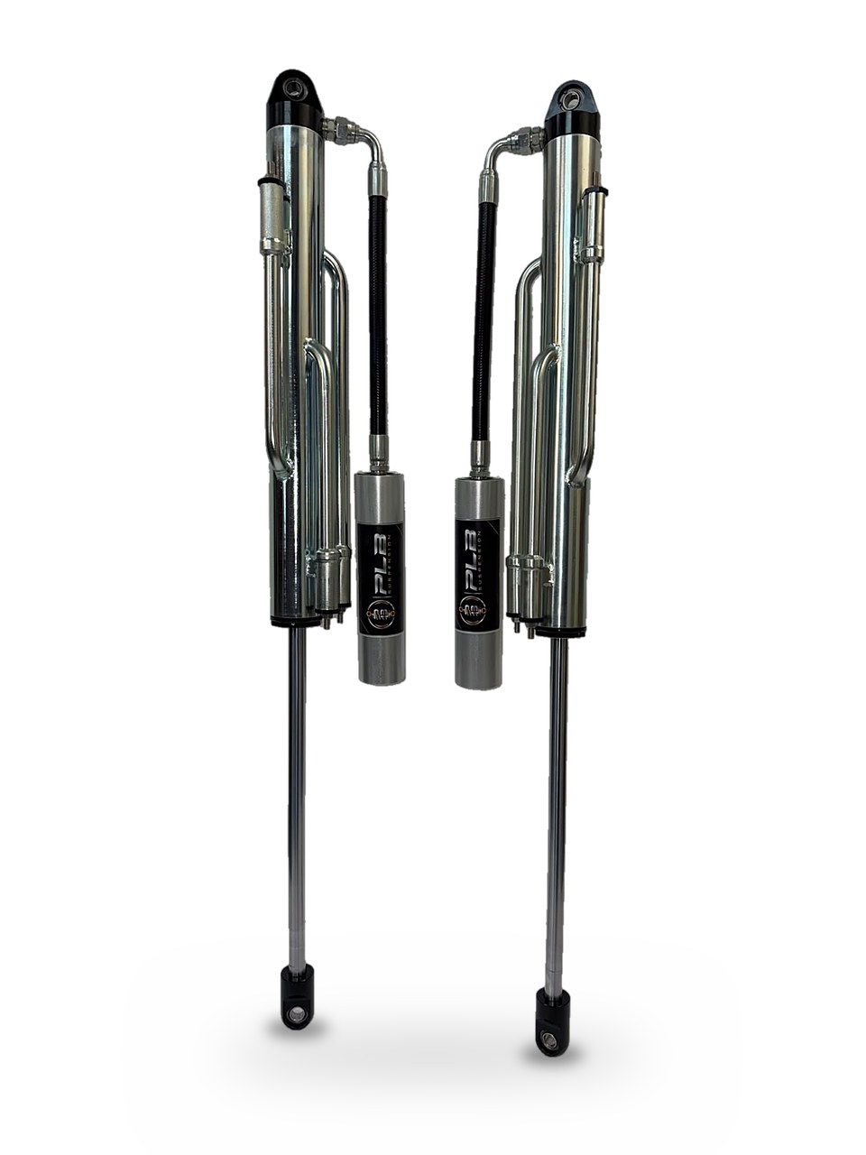 PLB 2.5 bypass shock pair with external bypass tubes and remote reservoirs